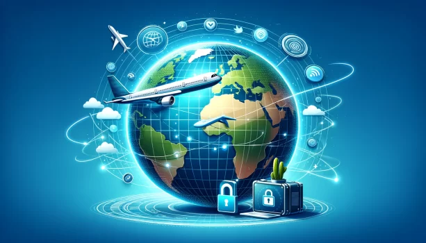 VPN travel savings on flights concept image
